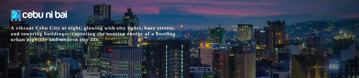 A vibrant Cebu City at night, glowing with city lights, busy streets, and towering buildings—capturing the nonstop energy of a bustling urban nightlife and modern city life.